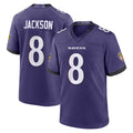 Elroe B.Ravens #8 Lamar Jackson Player Purple Home Game Stitched Jerseys