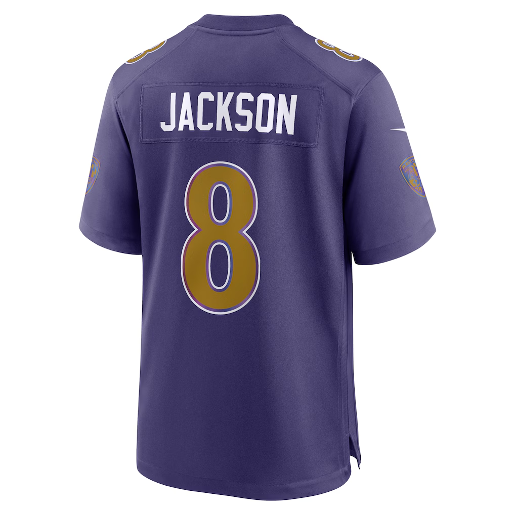 Elroe B.Ravens #8 Lamar Jackson Purple Alternate Game Stitched Jerseys