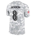 Elroe B.Ravens #8 Lamar Jackson Player Arctic Camo Salute to Service Limited  Stitched Jerseys