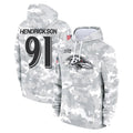 Elroe B.Ravens #91 Trey Hendrickson Player Arctic Camo Salute To Service Hoodie Stitched Jerseys