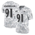 Elroe B.Ravens #91 Trey Hendrickson Player Arctic Camo Salute to Service Limited Stitched Jerseys