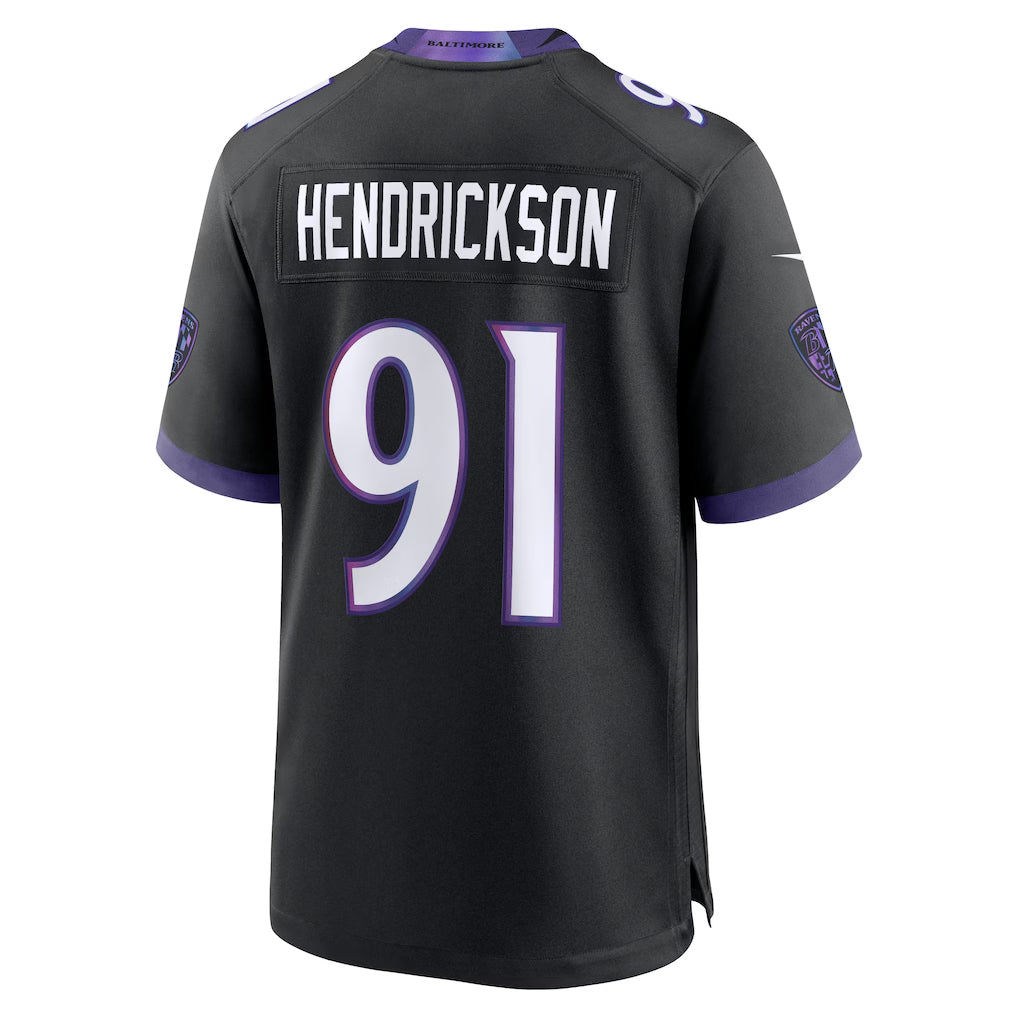 Elroe B.Ravens #91 Trey Hendrickson Player Black Home Game Stitched Jerseys
