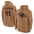 Elroe B.Ravens #91 Trey Hendrickson Player Brown Salute to Service Pullover Hoodie Stitched Jerseys