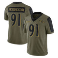 Elroe B.Ravens #91 Trey Hendrickson Player Olive Salute To Service Limited Game Stitched Jerseys