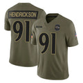 Elroe B.Ravens #91 Trey Hendrickson Player Olive Salute To Service Limited Home Game Stitched Jerseys