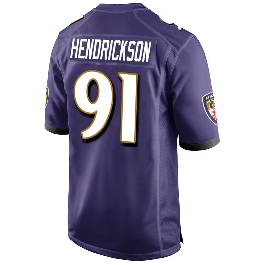 Elroe B.Ravens #91 Trey Hendrickson Player Purple Alternate Home Game Stitched Jerseys
