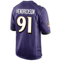 Elroe B.Ravens #91 Trey Hendrickson Player Purple Alternate Home Game Stitched Jerseys