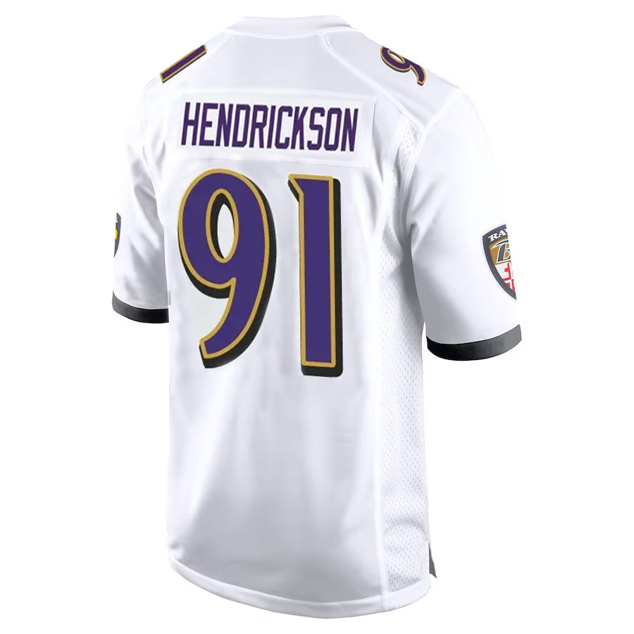 Elroe B.Ravens #91 Trey Hendrickson Player White Alternate Home Game Stitched Jerseys