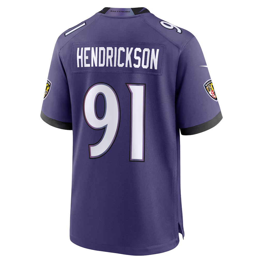 Elroe B.Ravens #91 Trey Hendrickson Purple Team Game Stitched Jerseys