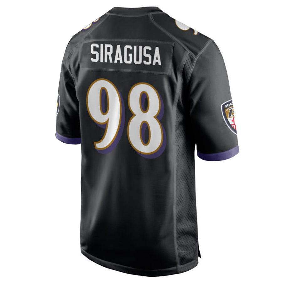 Elroe B.Ravens #98 Tony Siragusa Player Black Alternate Home Game Stitched Jerseys