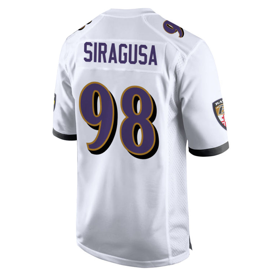 Elroe B.Ravens #98 Tony Siragusa Player White Alternate Home Game Stitched Jerseys