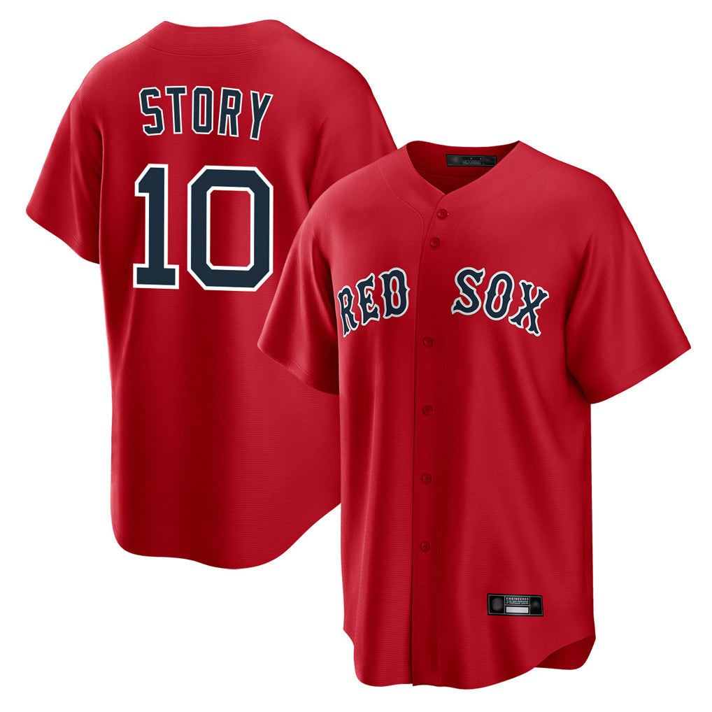 Elroe B.Red Sox #10 Trevor Story Player Red Home Game Stitched Jerseys