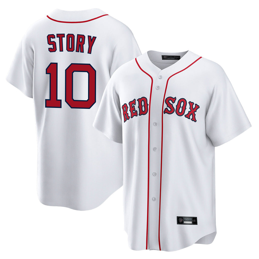 Elroe B.Red Sox #10 Trevor Story Player White Home Game Stitched Jerseys