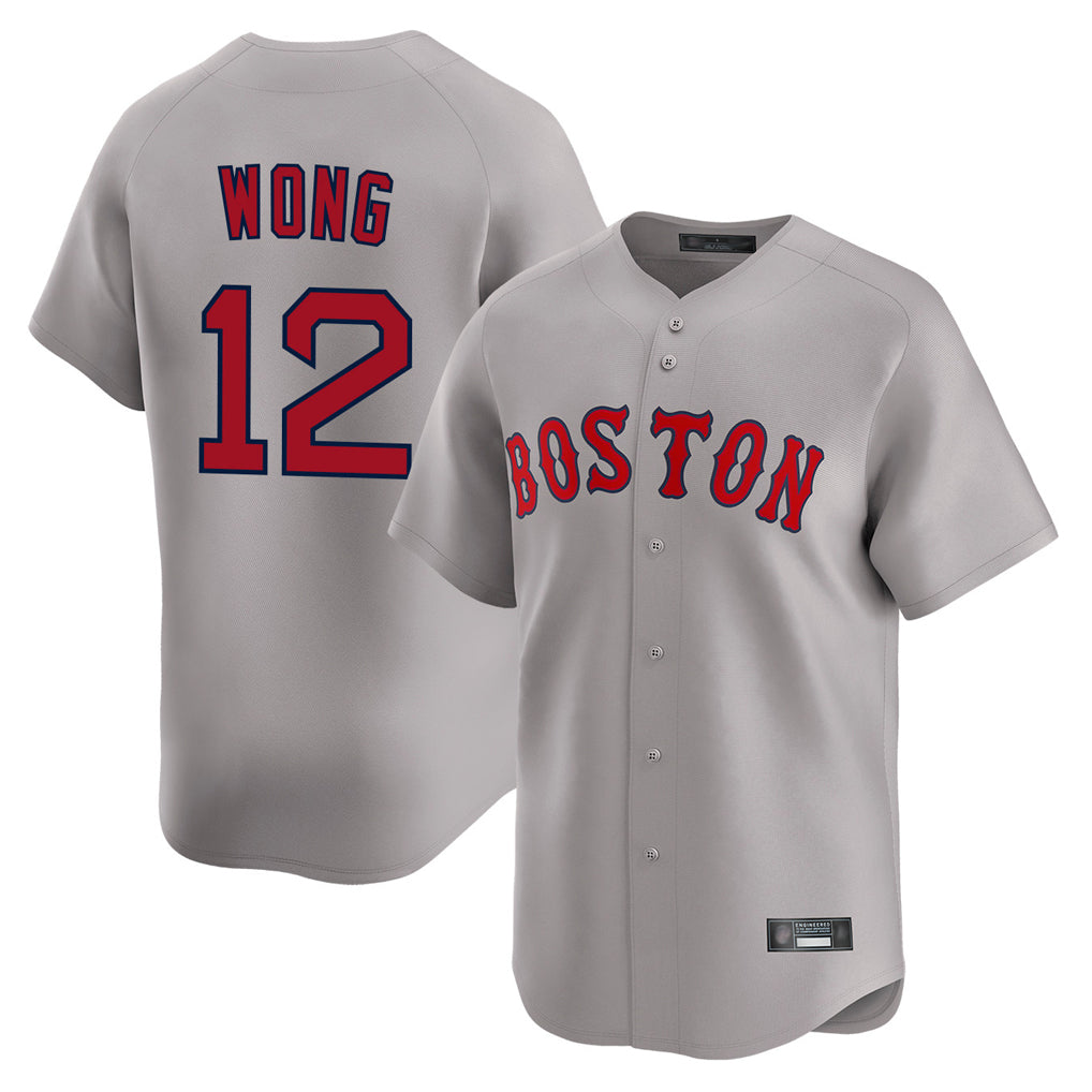 Elroe B.Red Sox #12 Connor Wong Player Gray Road Limited Home Game Stitched Jerseys