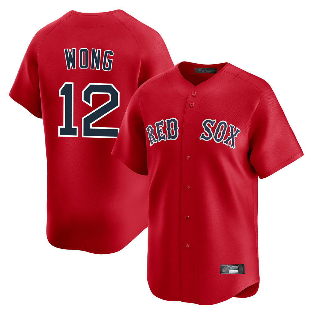 Elroe B.Red Sox #12 Connor Wong Player Red Limited Home Game Stitched Jerseys