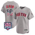 Elroe B.Red Sox #16 Jarren Duran Player Gray Road USA 250 Fourth of July Limited Home Game Stitched Jerseys