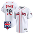 Elroe B.Red Sox #16 Jarren Duran Player White USA 250 Fourth of July Limited Home Game Stitched Jerseys