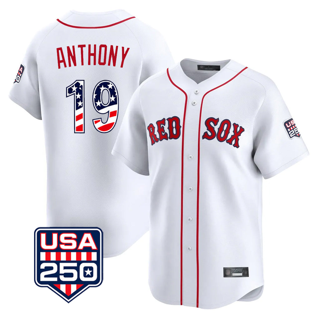 Elroe B.Red Sox #19 Roman Anthony Player White USA 250 Fourth of July Limited Home Game Stitched Jerseys