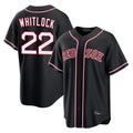 Elroe B.Red Sox #22 Garrett Whitlock Player Black Out Home Game Stitched Jerseys