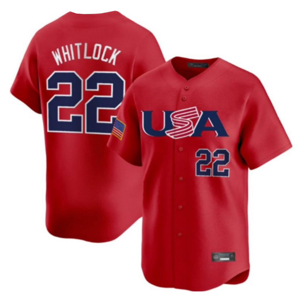 Elroe B.Red Sox #22 Garrett Whitlock Player Red USA World Classic Home Game Stitched Jerseys