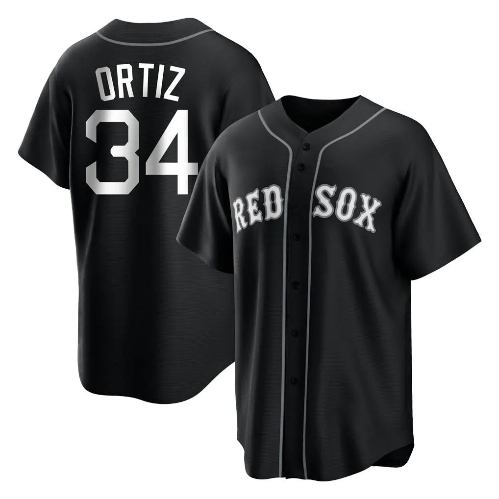 Elroe B.Red Sox #34 David Ortiz Player Black Home Game Stitched Jerseys
