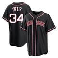 Elroe B.Red Sox #34 David Ortiz Player Black Out Home Game Stitched Jerseys