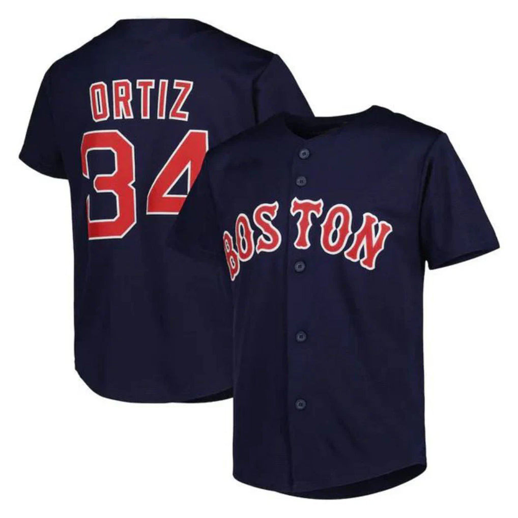 Elroe B.Red Sox #34 David Ortiz Player Navy Mitchell & Ness Cooperstown Collection Mesh Home Stitched Jerseys