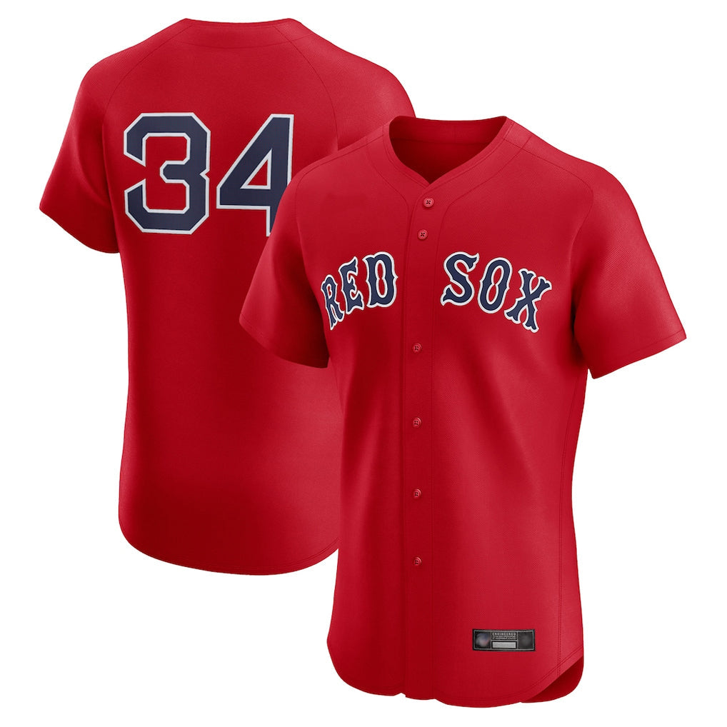 Elroe B.Red Sox #34 David Ortiz Player Red Limited Elite Home Game Stitched Jerseys