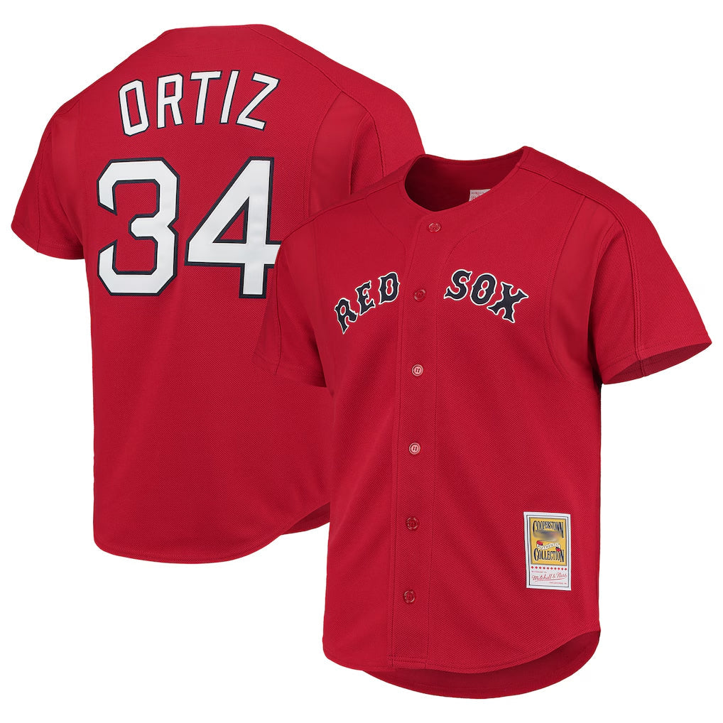 Elroe B.Red Sox #34 David Ortiz Player Red Mitchell & Ness Cooperstown Collection Home Stitched Jerseys