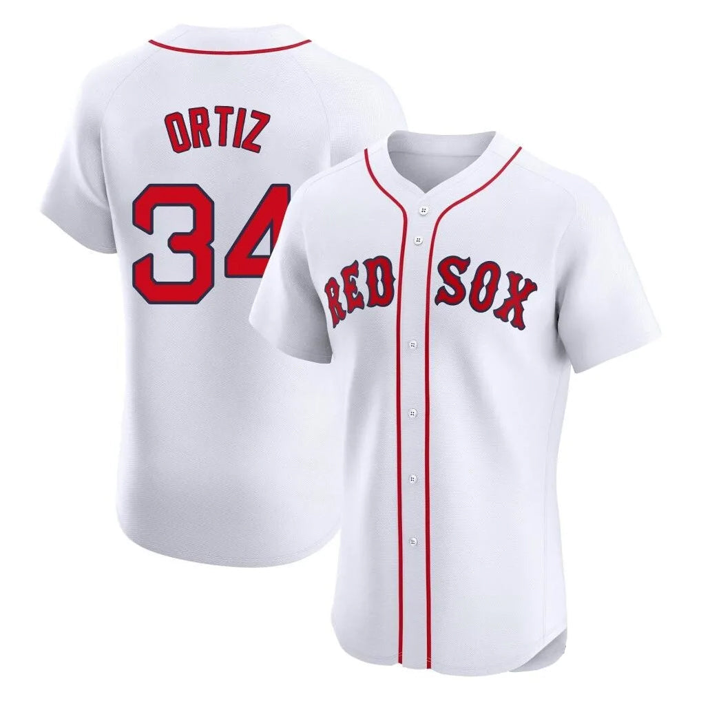 Elroe B.Red Sox #34 David Ortiz Player White Limited Elite Home Game Stitched Jerseys
