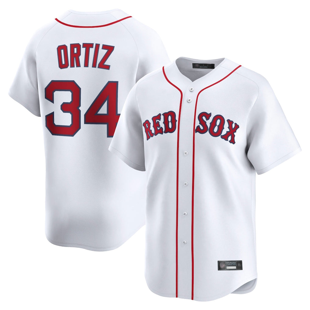 Elroe B.Red Sox #34 David Ortiz Player White Limited Home Game Stitched Jerseys