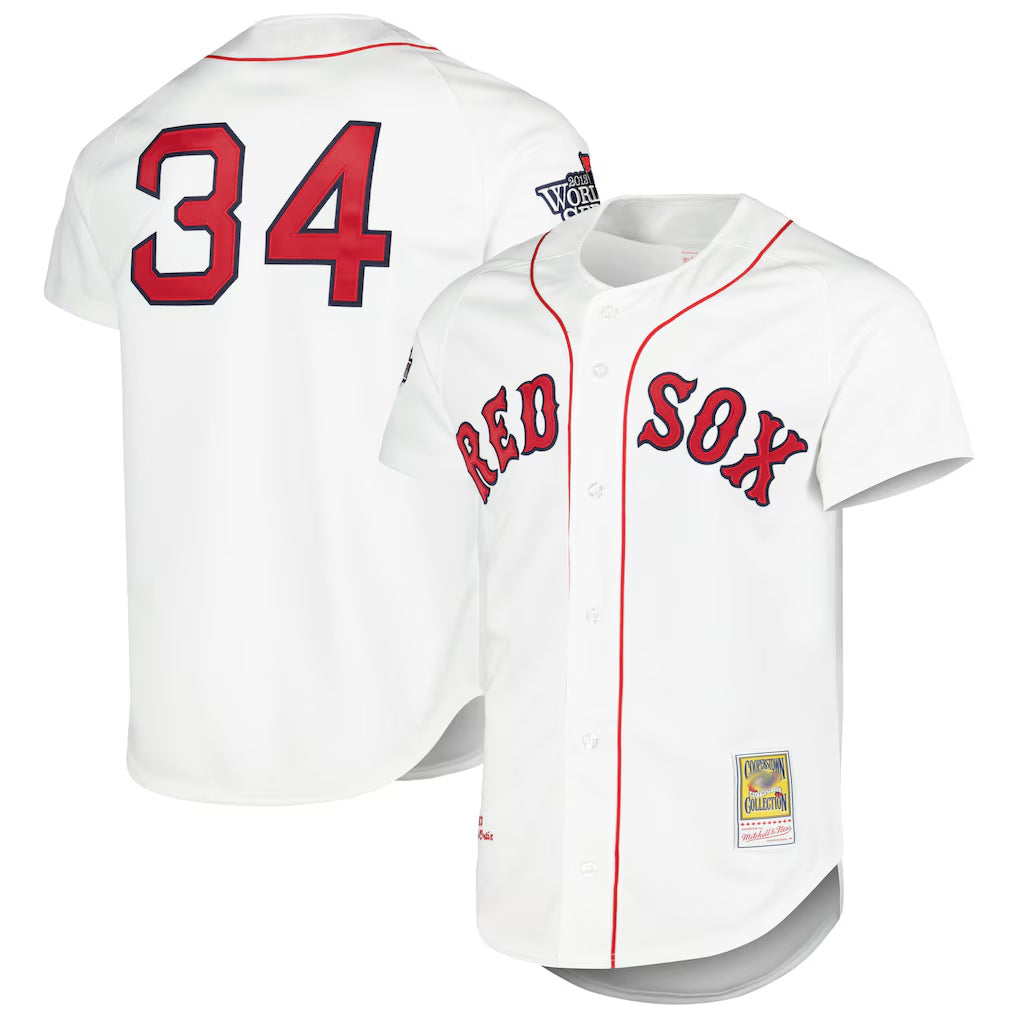 Elroe B.Red Sox #34 David Ortiz Player White Mitchell & Ness Cooperstown Collection Mesh Home Stitched Jerseys