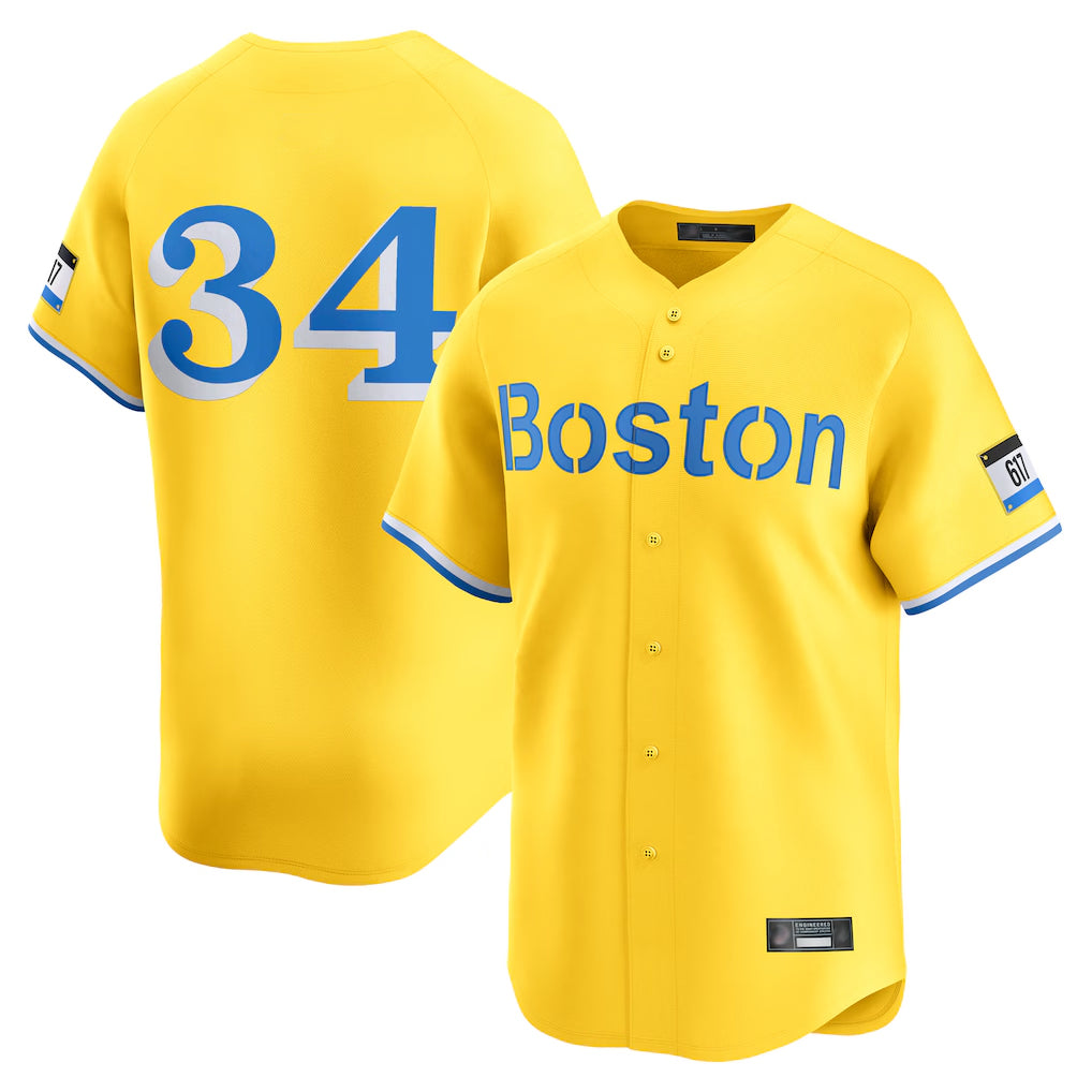 Elroe B.Red Sox #34 David Ortiz Player Yellow Limited Home Game Stitched Jerseys