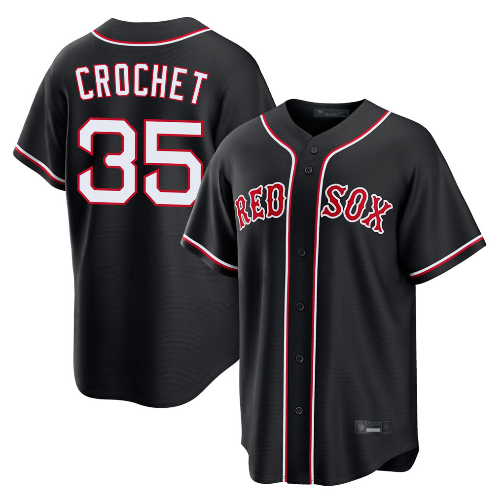 Elroe B.Red Sox #35 Garrett Crochet Player Black Out Home Game Stitched Jerseys