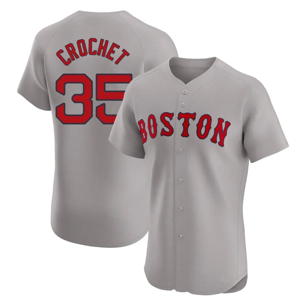 Elroe B.Red Sox #35 Garrett Crochet Player Gray Road Limited Elite Home Game Stitched Jerseys