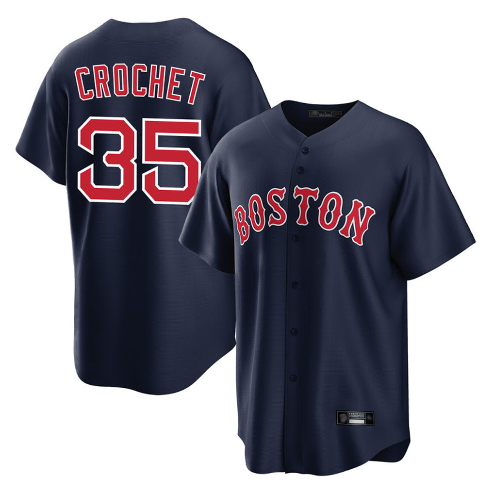 Elroe B.Red Sox #35 Garrett Crochet Player Navy Home Game Stitched Jerseys