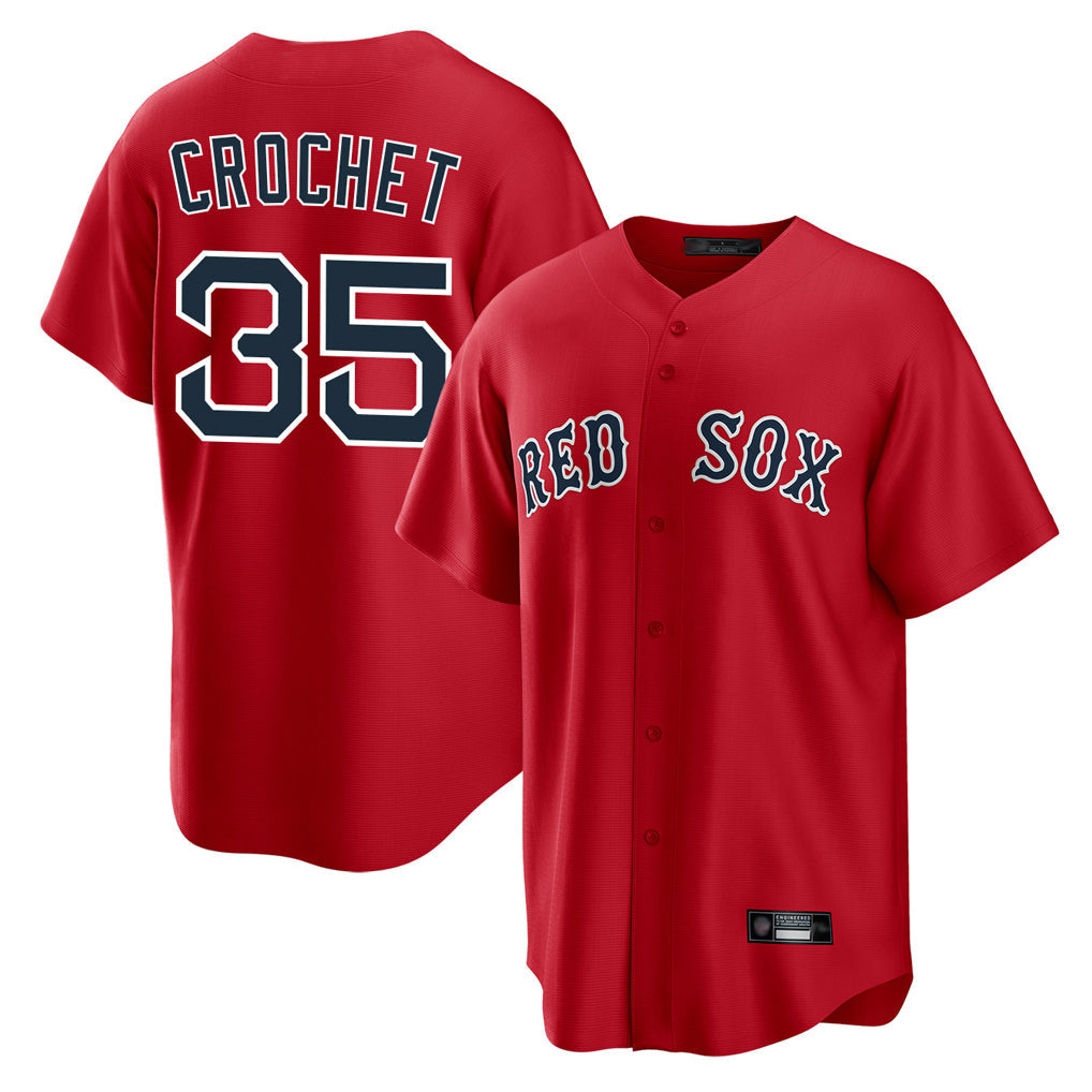 Elroe B.Red Sox #35 Garrett Crochet Player Red Home Game Stitched Jerseys