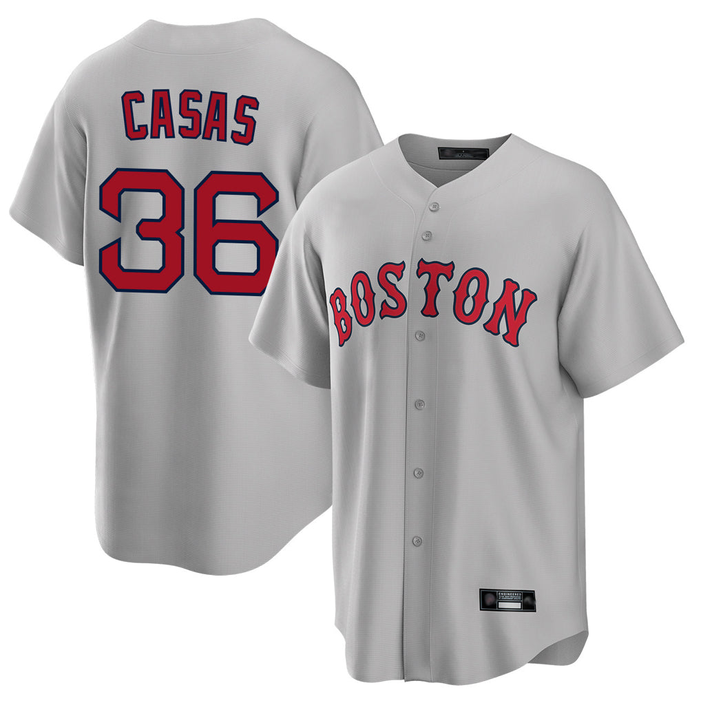 Elroe B.Red Sox #36 Triston Casas Player Gray Road Home Game Stitched Jersey