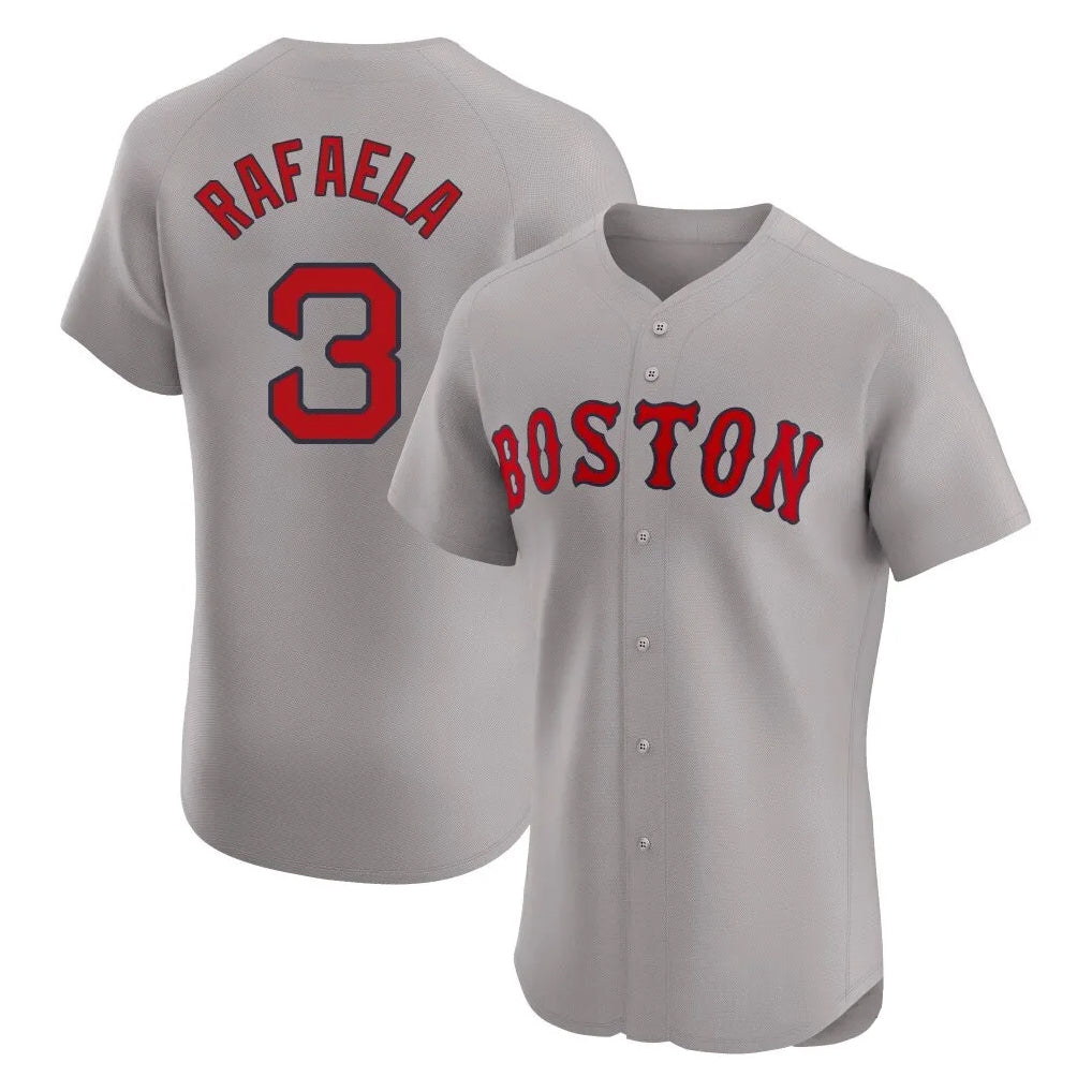Elroe B.Red Sox #3 Ceddanne Rafaela Player Gray Road Limited Elite Home Game Stitched Jersey