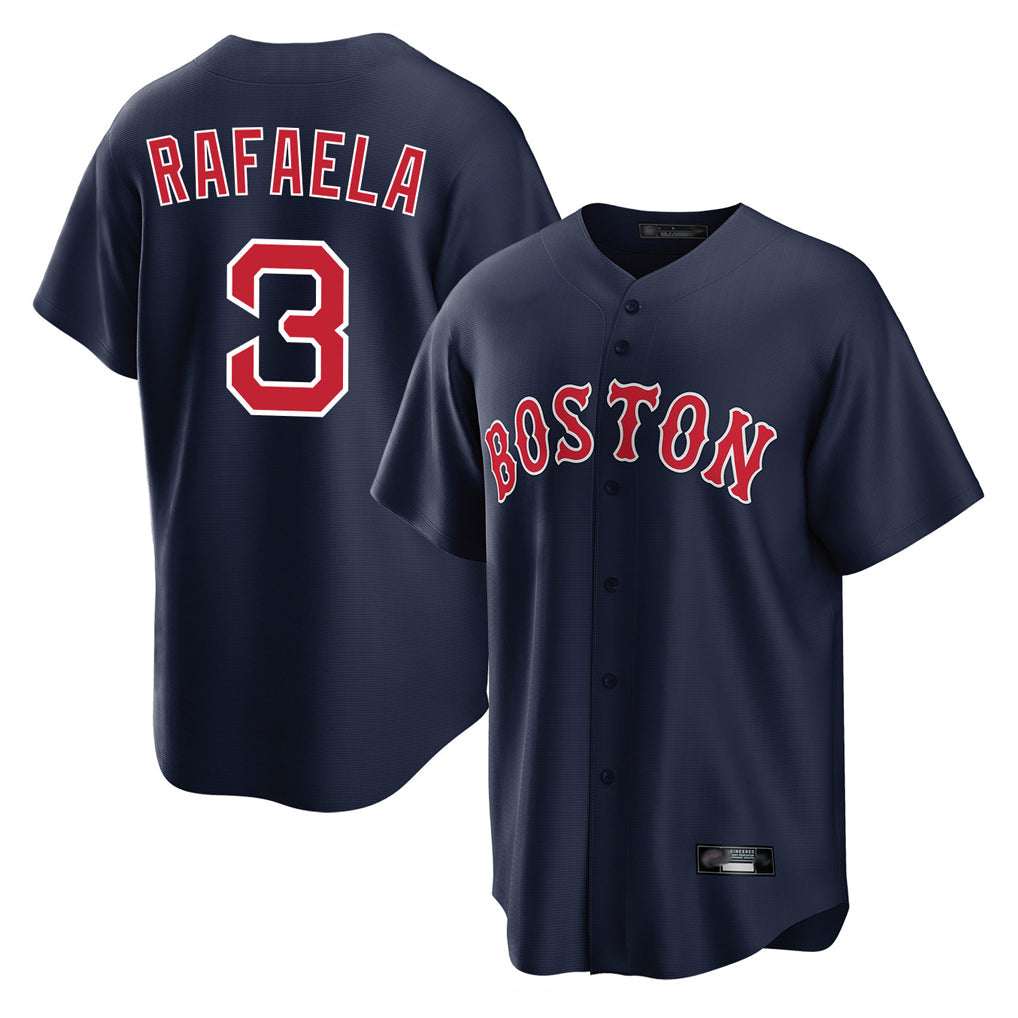 Elroe B.Red Sox #3 Ceddanne Rafaela Player Navy Home Game Stitched Jersey