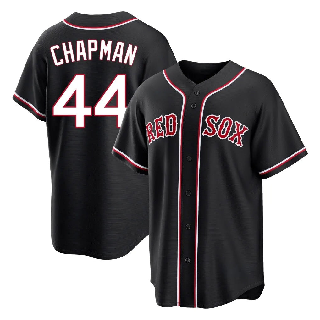 Elroe B.Red Sox #44 Aroldis Chapman Player Black Out Home Game Stitched Jerseys