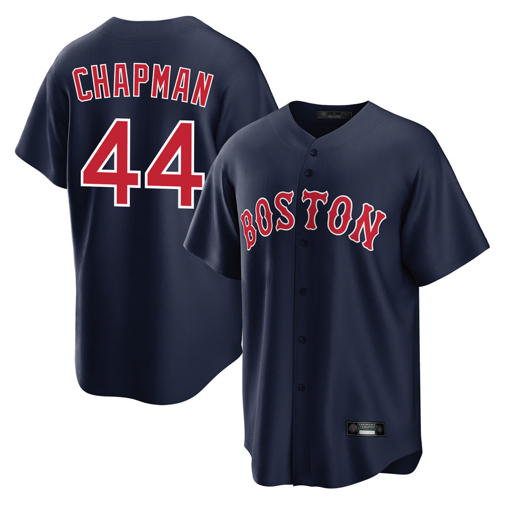 Elroe B.Red Sox #44 Aroldis Chapman Player Navy Home Game Stitched Jerseys
