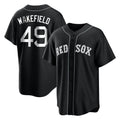 Elroe B.Red Sox #49 Tim Wakefield Player Black Home Game Stitched Jerseys