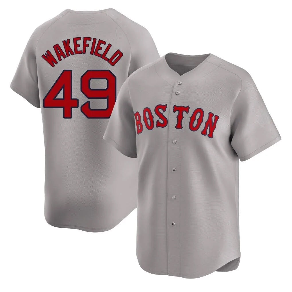 Elroe B.Red Sox #49 Tim Wakefield Player Gray Road Limited Home Game Stitched Jerseys
