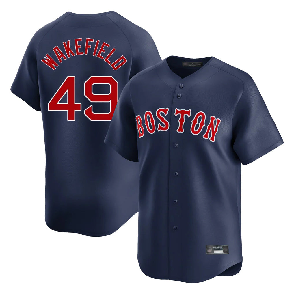Elroe B.Red Sox #49 Tim Wakefield Player Navy Limited Home Game Stitched Jerseys