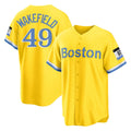 Elroe B.Red Sox #49 Tim Wakefield Player Yellow Home Game Stitched Jerseys