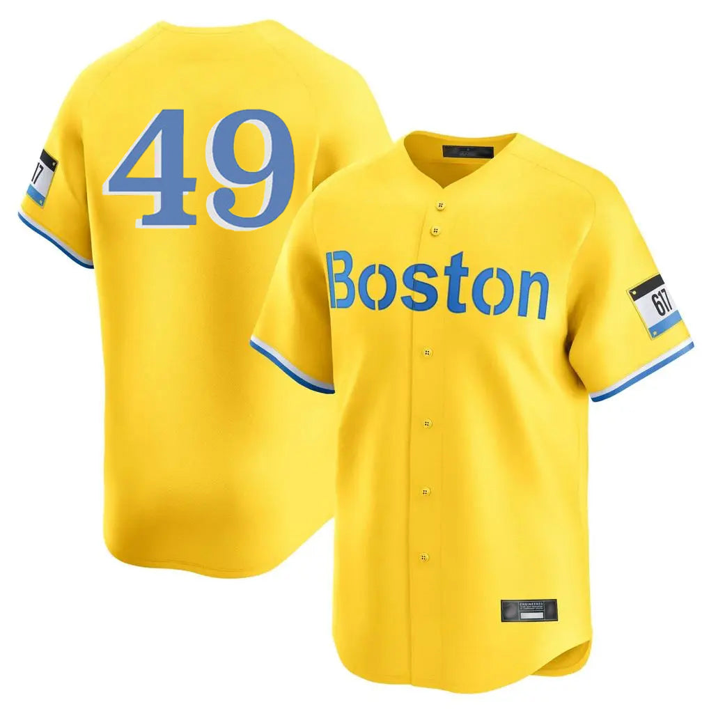 Elroe B.Red Sox #49 Tim Wakefield Player Yellow Limited Home Game Stitched Jerseys