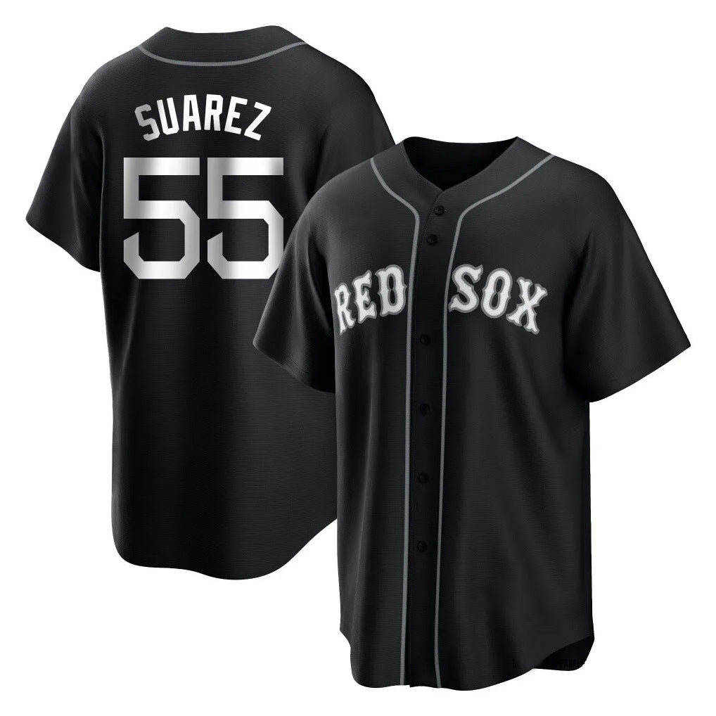 Elroe B.Red Sox #55 Ranger Su¡§¡érez Player Black Home Game Stitched Jerseys