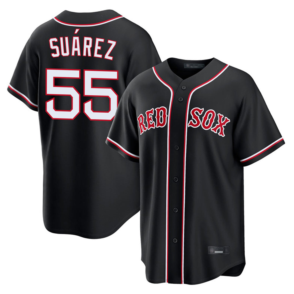 Elroe B.Red Sox #55 Ranger Su¡§¡érez Player Black Out Home Game Stitched Jerseys