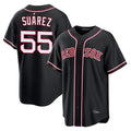 Elroe B.Red Sox #55 Ranger Su¡§¡érez Player Black Out Home Game Stitched Jerseys